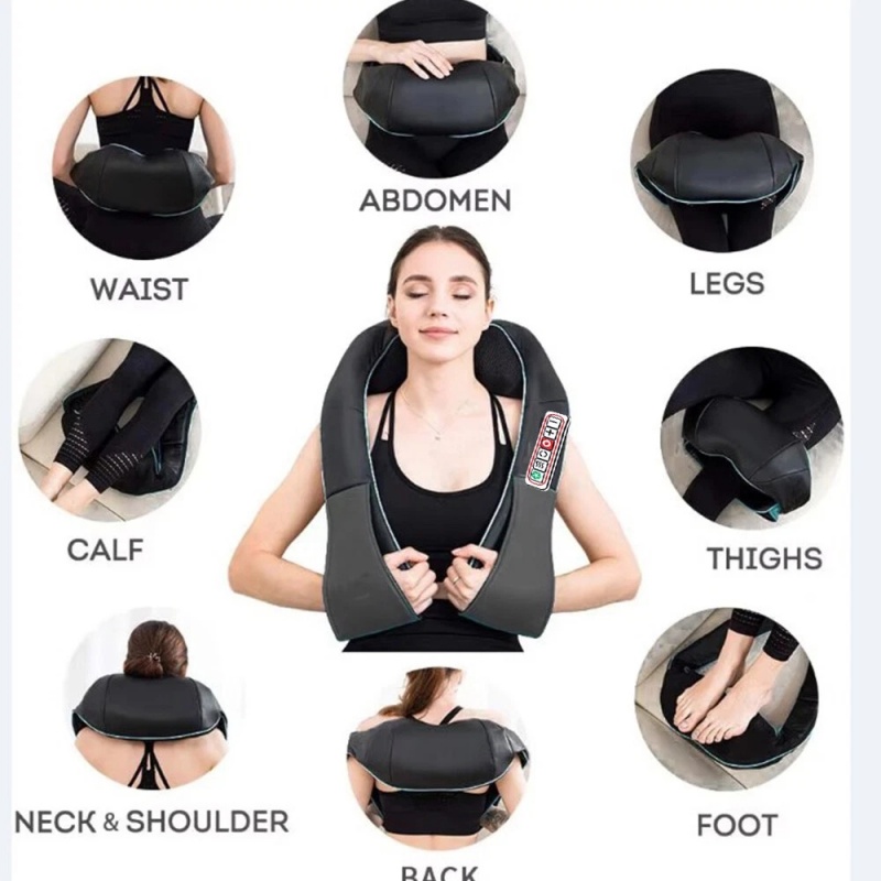 Electric Neck & Shoulder Massage Shawl Heated 8-Heads Back Pounding Massager
