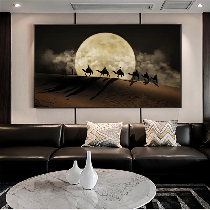 Desert Moon Night Wall Art Poster Canvas