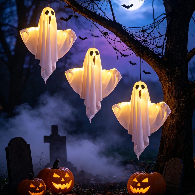 Halloween Glowing Ghost Light Outdoor Decor Garden Prop
