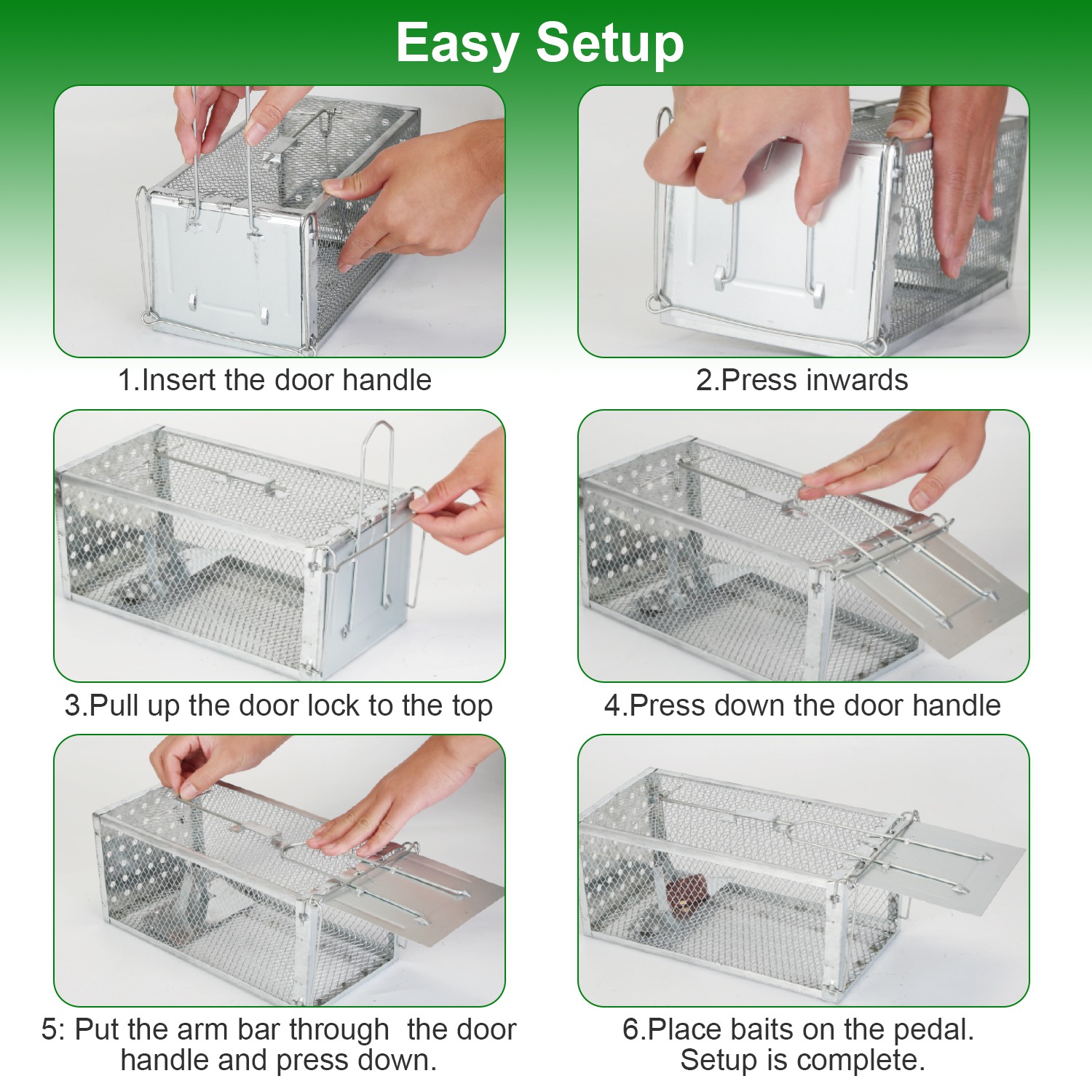 1Pc Single Door Rat Trap Cage Humane Rodent Trap Mouse Trap Indoor Outdoor For Small Rodents Mice Voles Hamsters — view 3