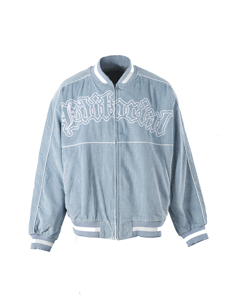 Corduroy Embroidered Loose Baseball Jacket