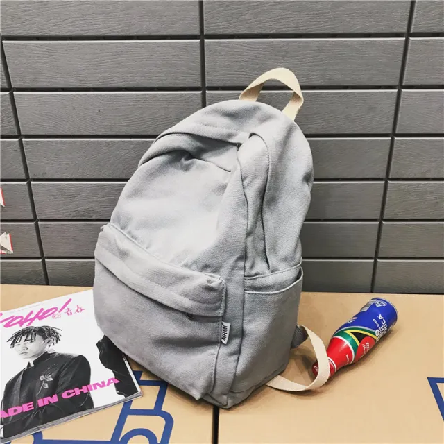 Solid Color Rucksack Outdoor Travel Backpack Grey - Shop at LoveMi