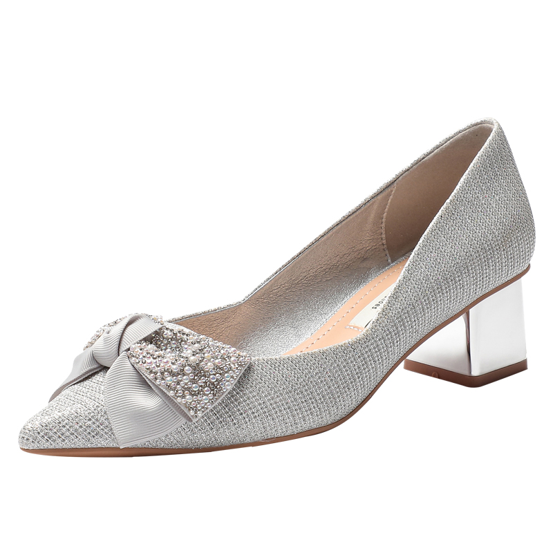 Women's Chunky High Heel Bow Pointed Toe Shoes