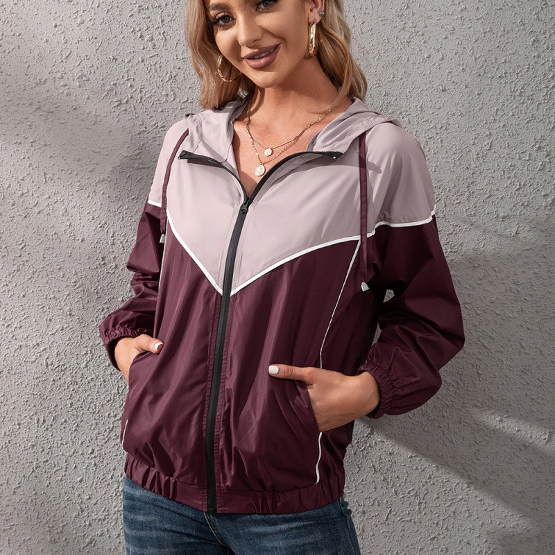 Women's Jacket Hooded Waterproof Jacket Coat Top Wine - Shop at LoveMi