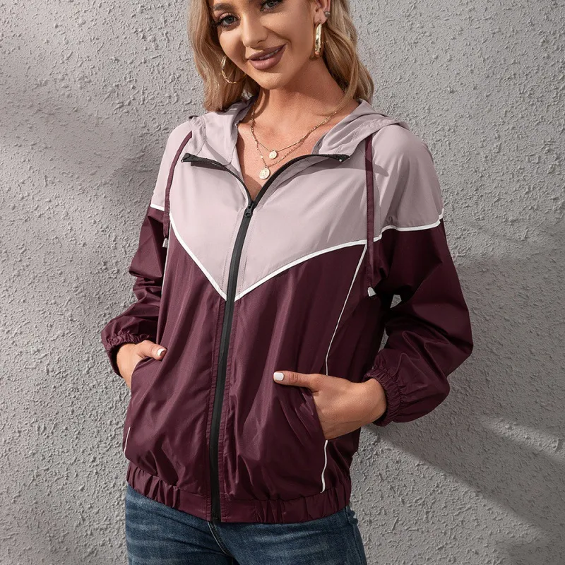 Women's Jacket Hooded Waterproof Jacket Coat Top - Red