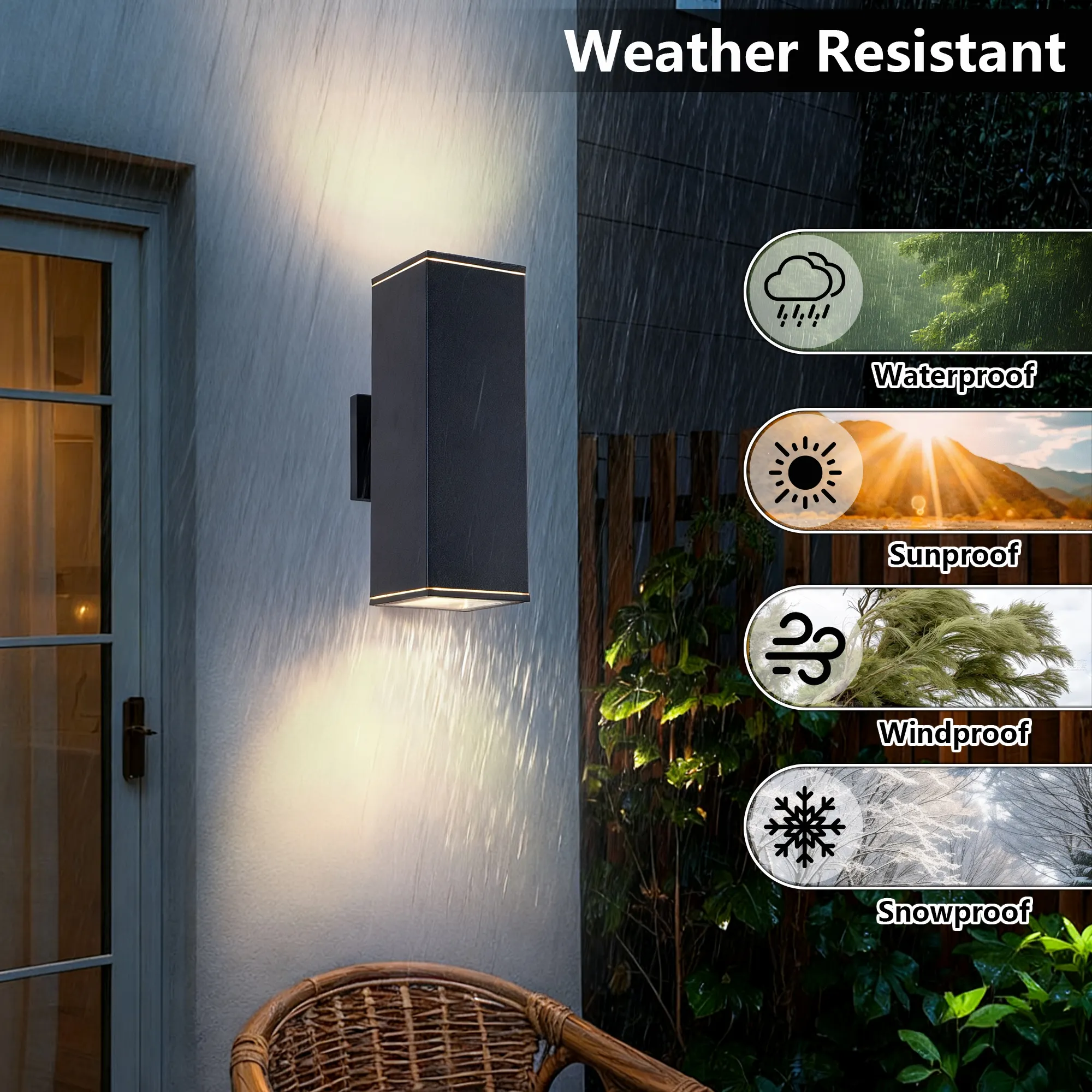 12in Outdoor Wall Lights 4 Packs, Modern