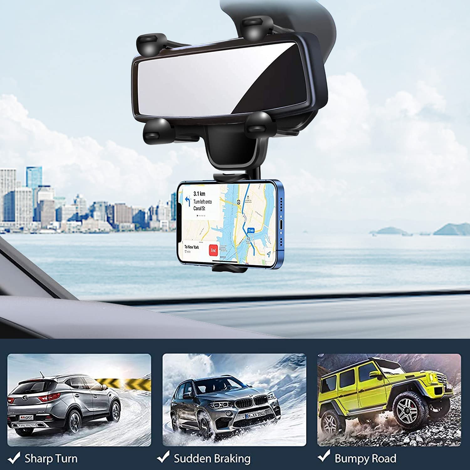 Multifunctional Car Mobile Phone Rearview Mirror Navigation Bracket - Image 2