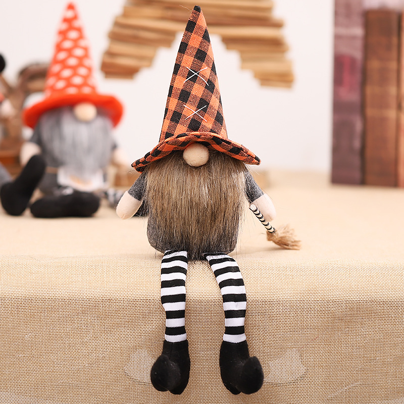 Witch Cloak Hat Faceless Long-legged Doll Decoration