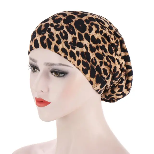 Flower Edging Cap, Satin Lining, Night Cap, Hood, Turban, Night Cap, Satin Floral Print, Hair Loss Leopard - Shop at LoveMi