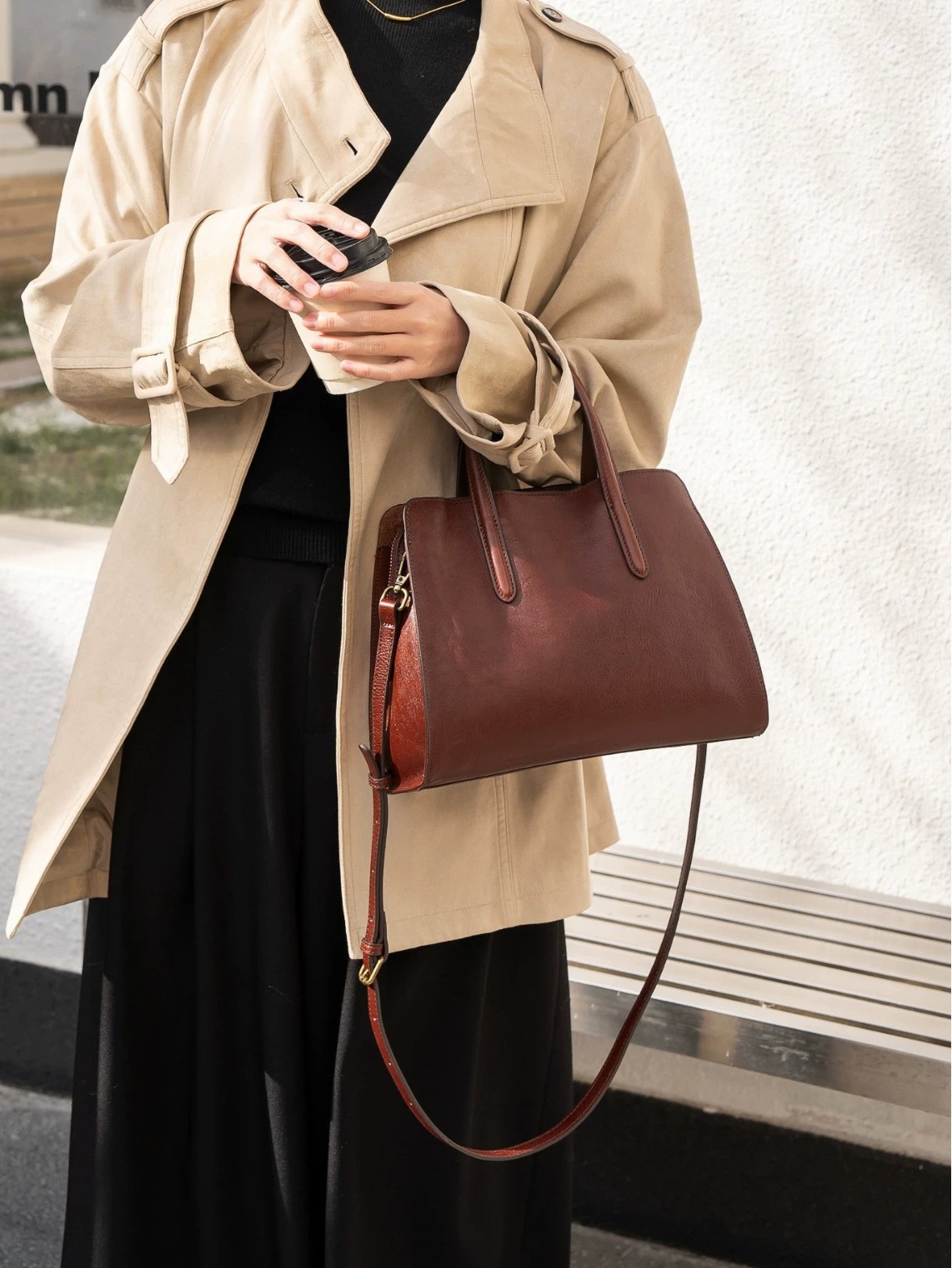 Cross-border European And American Vintage Tree-tanned Cowhide Leather Handbag For Women, 2026 New Light Luxury First-layer Genuine Leather Tote Bag