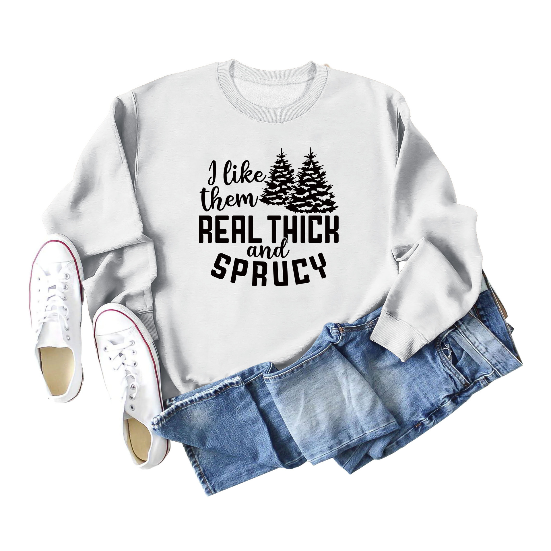 I Like Their Thick Ladies' Long Sleeved Sweater White - Shop at LoveMi