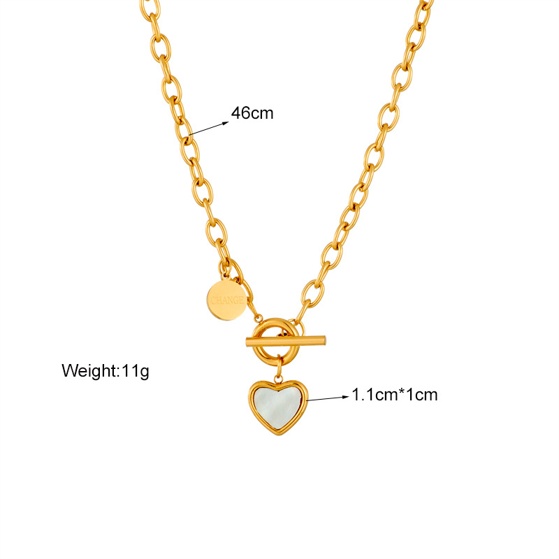 Title 1, Heart Titanium Steel Necklace OT Buckle Clavicl...