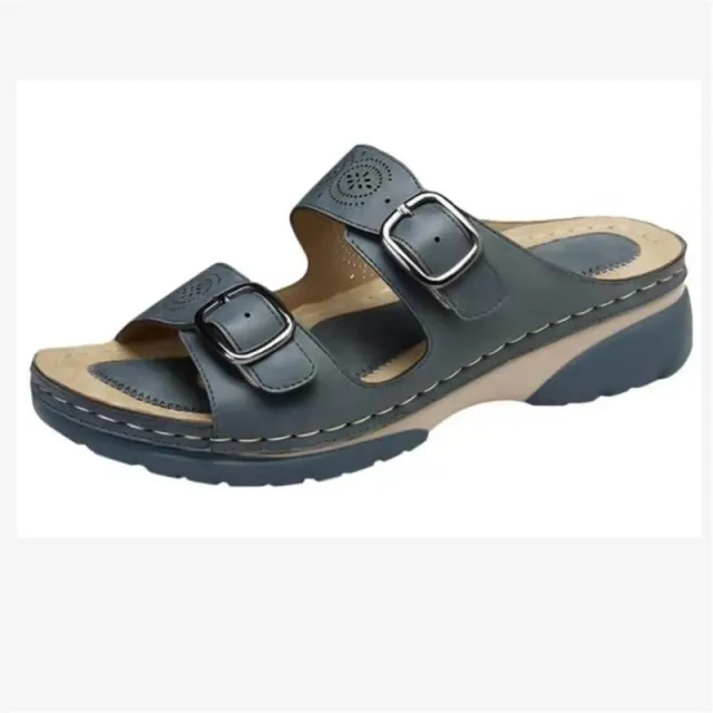 Slope Heel Platform With Solid Color Casual Ladies Sandals And Slippers Blue - Shop at LoveMi