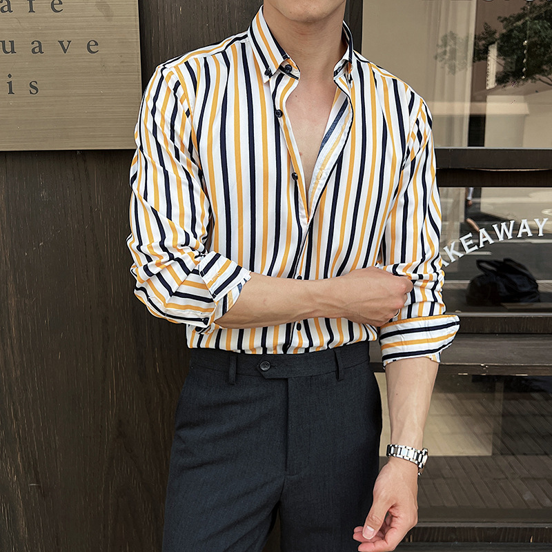 Men's Long-sleeved Striped Shirt