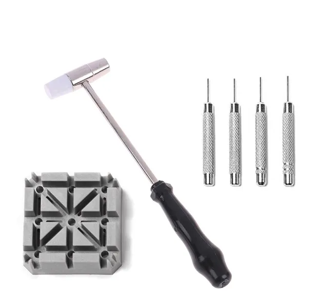 Watch Repair Band Link Remover Tool Kit – Hammer Punch Pins Watch Strap Holder