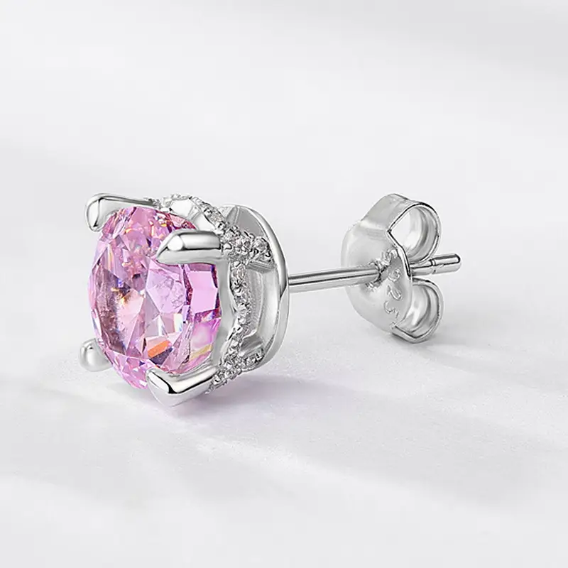S925 Silver Stud Earrings Cherry Blossom Diamond Earrings