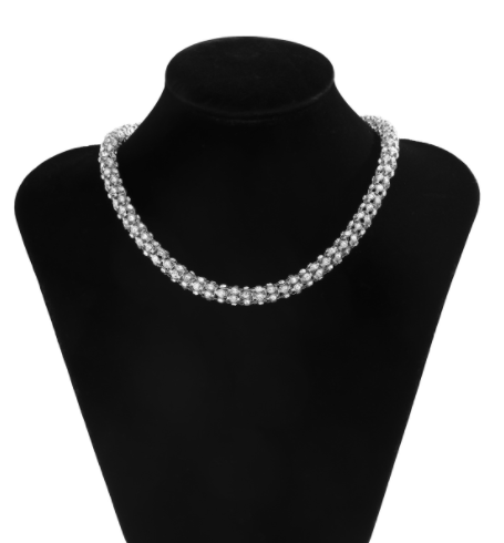 Women's Personality Full Diamond Metal Hollow Collarbone Necklace
