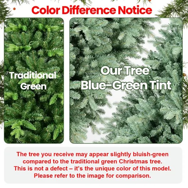 Dropship Artificial 8ft Blue Green Tint Christmas Tree With 2458 PE PVC Mixed Branch Tips, Memory Wire Iron Wire, Hinged Premium & Foldable Base For Indoor Holi