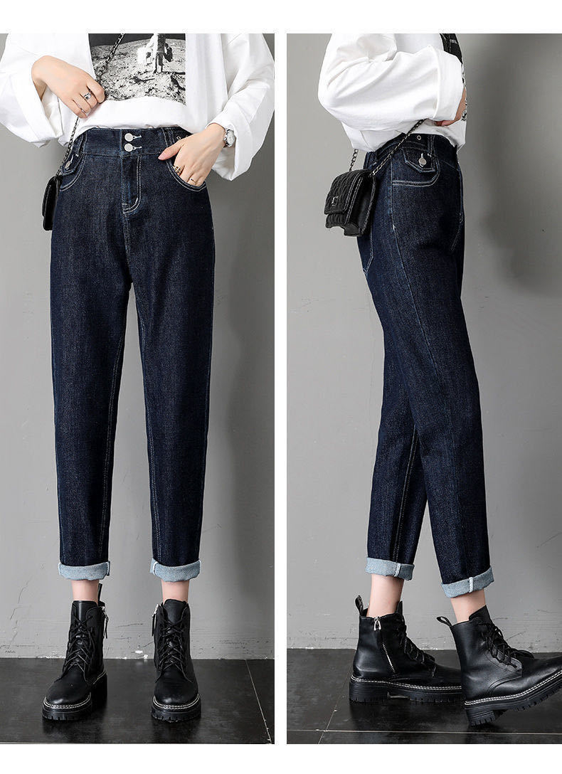 Plus Velvet Was Thin All Match New Loose Black Trousers