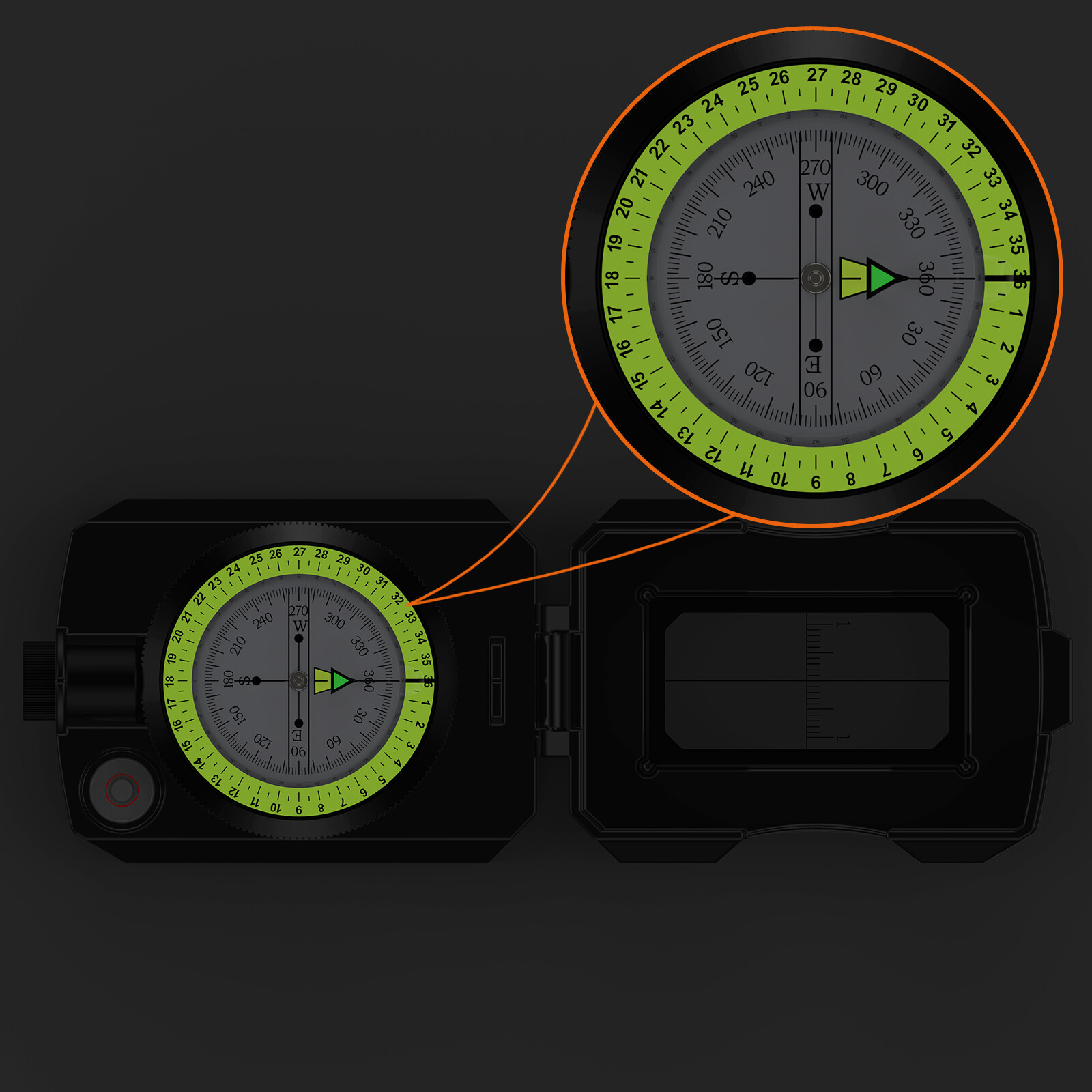 Proster Military Compass Metal Sighting Clinometer For Outdoor Camping Hiking — image 4