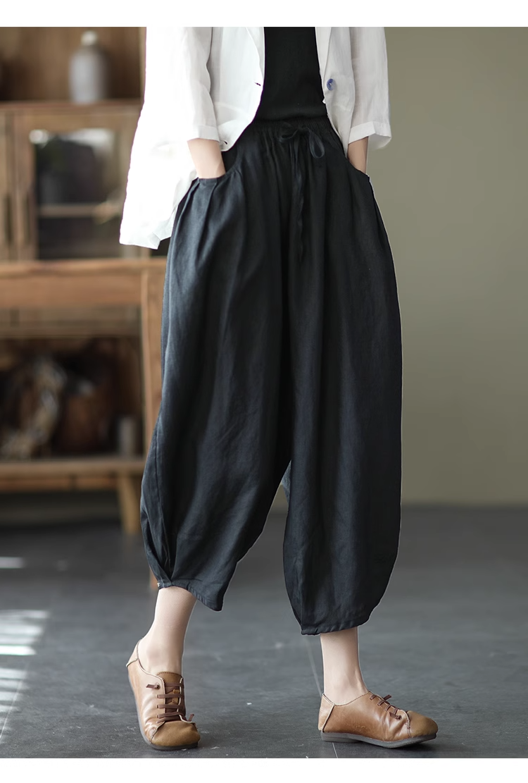 Title 8, Cotton Harem Pants Linen Loose Bloomers