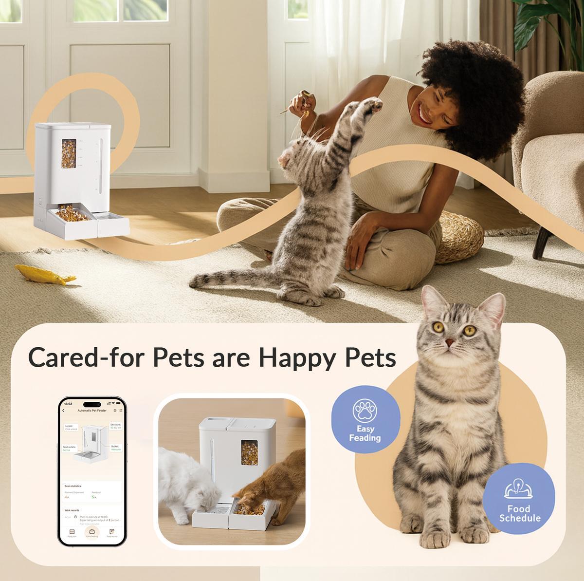 Waithem WiFi Automatic Pet Feeder & Waterer 2-in-1 Set App-Controlled, 2-Week Capacity, Detachable &Washable, Moisture-Proof — foto 8