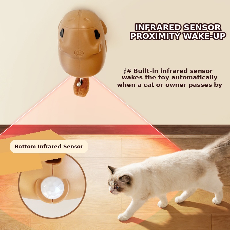Cat Interactive Toys Sensor-Activated Automatic Interactive  Capybara Smart Cat Exercise Toys For Small Medium Large Play Exercise Boredom Relief Simulation — foto 7