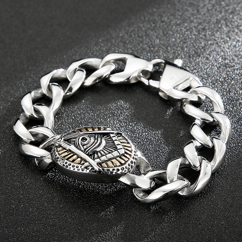 Title 4, Retro Stainless Steel Bracelet, featuring old c...