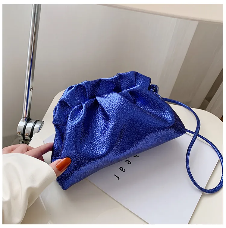 Crossbody Bag Western Style Simple Drawstring Small Square Bag - Blue