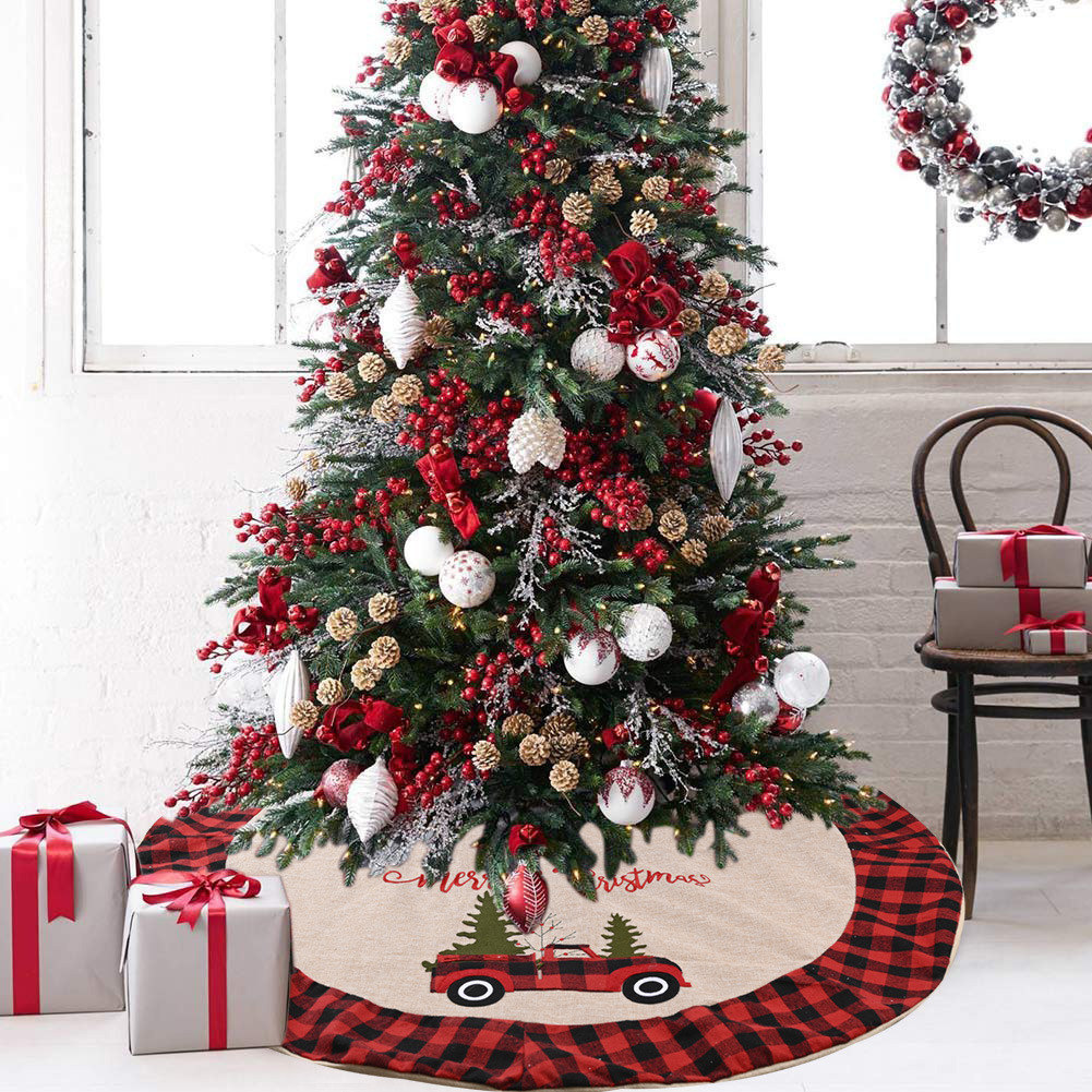 Linen Tree Skirt Car Christmas Tree 120CM Christmas Decoration Tree CJdropshipping