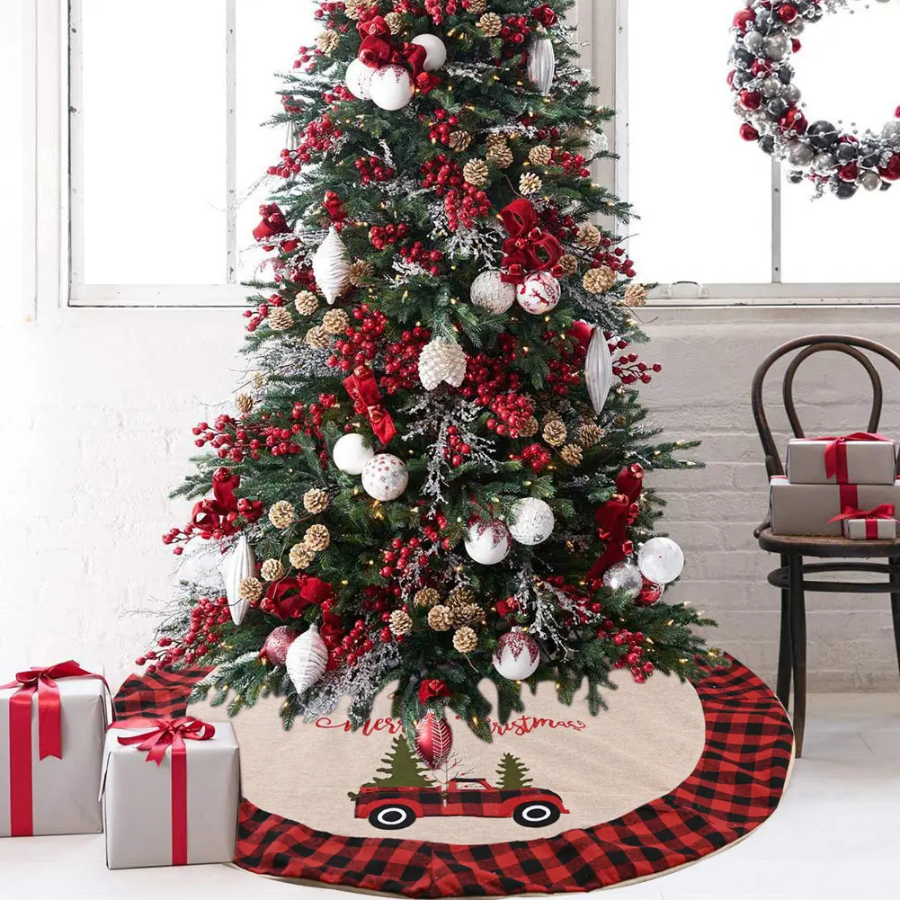 Linen Tree Skirt Car Christmas 120CM