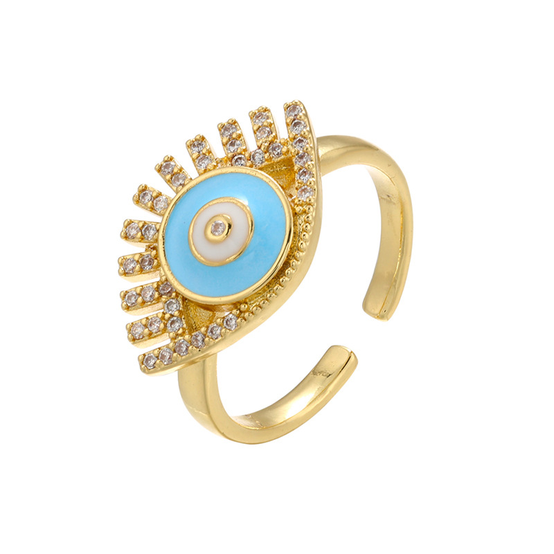 Oil Drop Ring Color Eyelashes Eyes Diamond Zircon