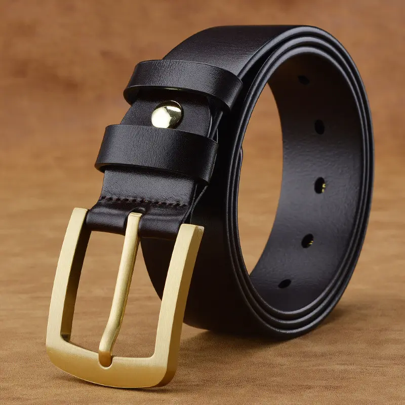 Belt Men Casual Retro Brass Pin Buckle Men's