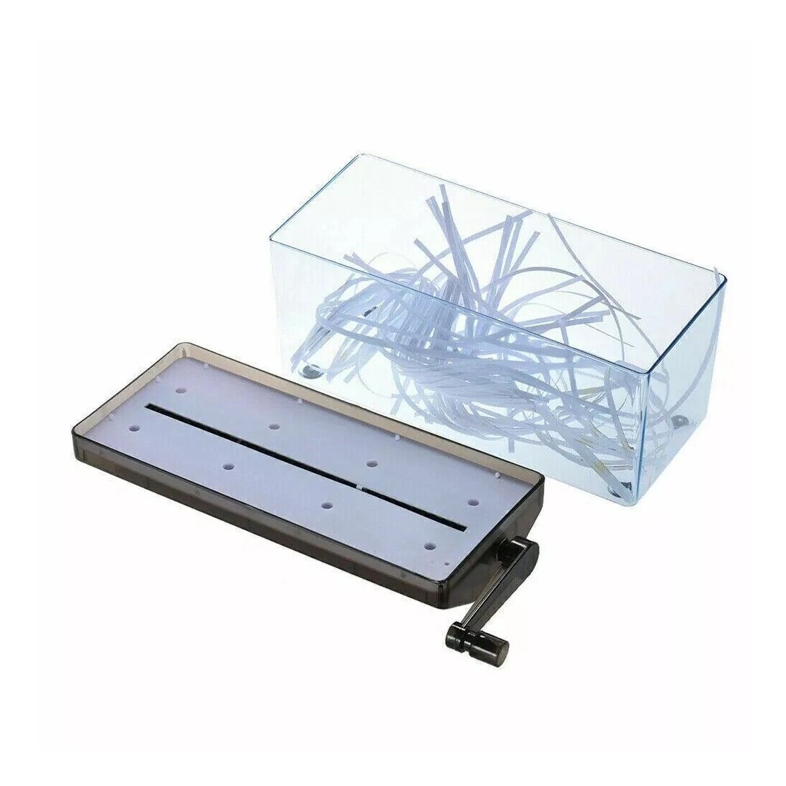 Hand Manual Desktop Office A4 Paper Shredder Strip Cut Shredding W Wastebasket — image 9