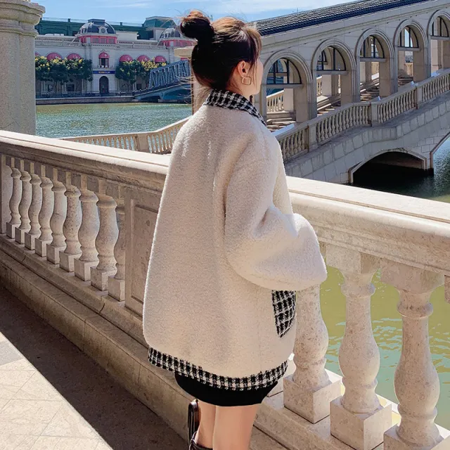 Women OL Commuting Plaid Slimming Faux Fur Coat - Shop at LoveMi
