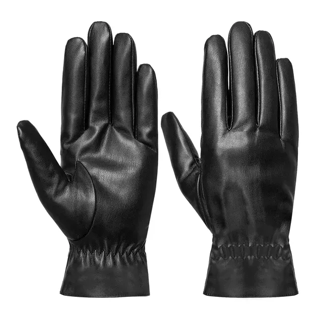 Unisex Leather Winter Warm Gloves Outdoor Windproof Soft Gloves Cycling Skiing Running Cold Winter Gloves Black - Shop at LoveMi