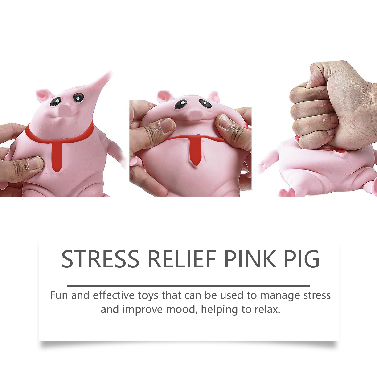 Cute Stress Relief Pig Squeeze Toy, TPR Fidget Toy For Anxiety Relief 3