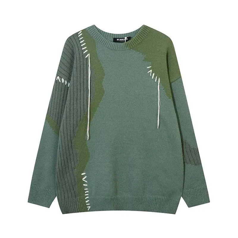 Men's And Women's Collision Color Stitching Long-sleeved Sweater
