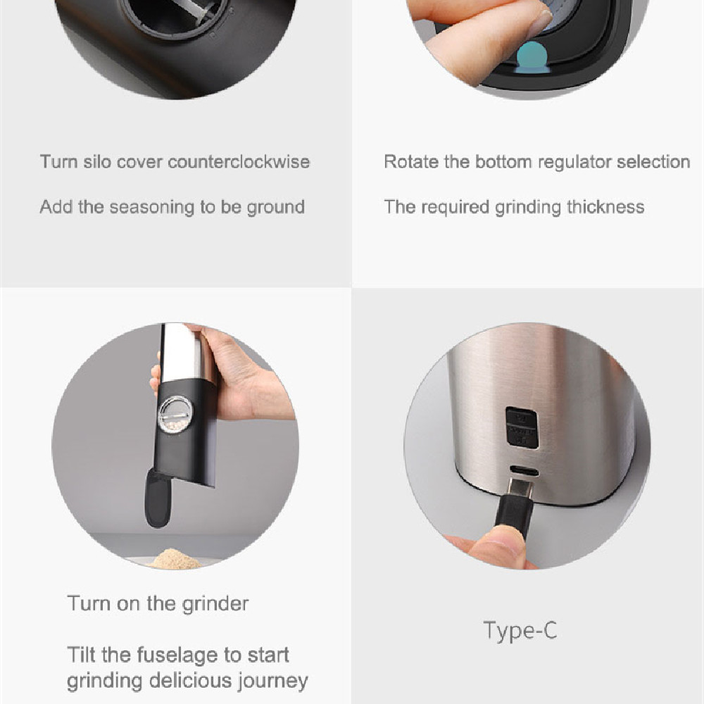 Electric Ceramic Pepper Grinder – One-Handed Spice Mill