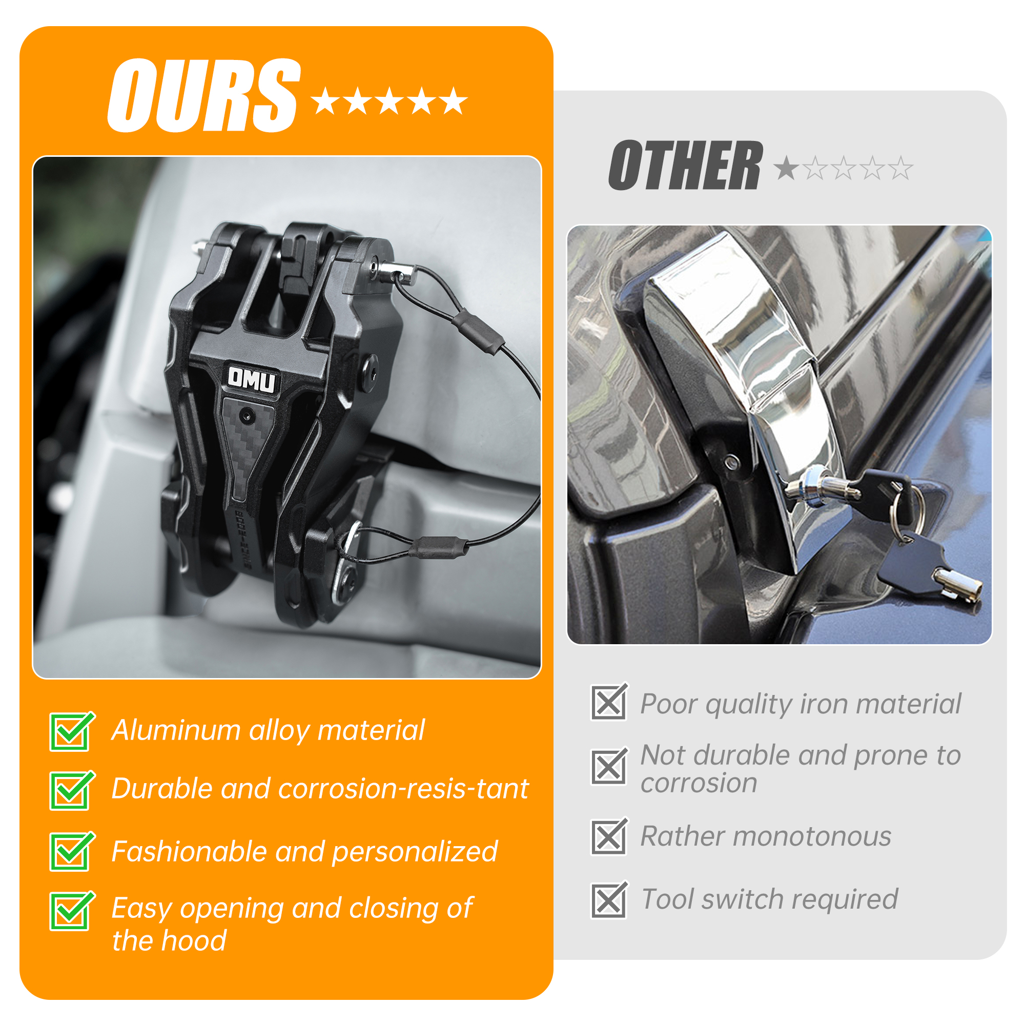 Hood Latch Lock Catch Compatible With 2007-2017 Wrangler JK JKU