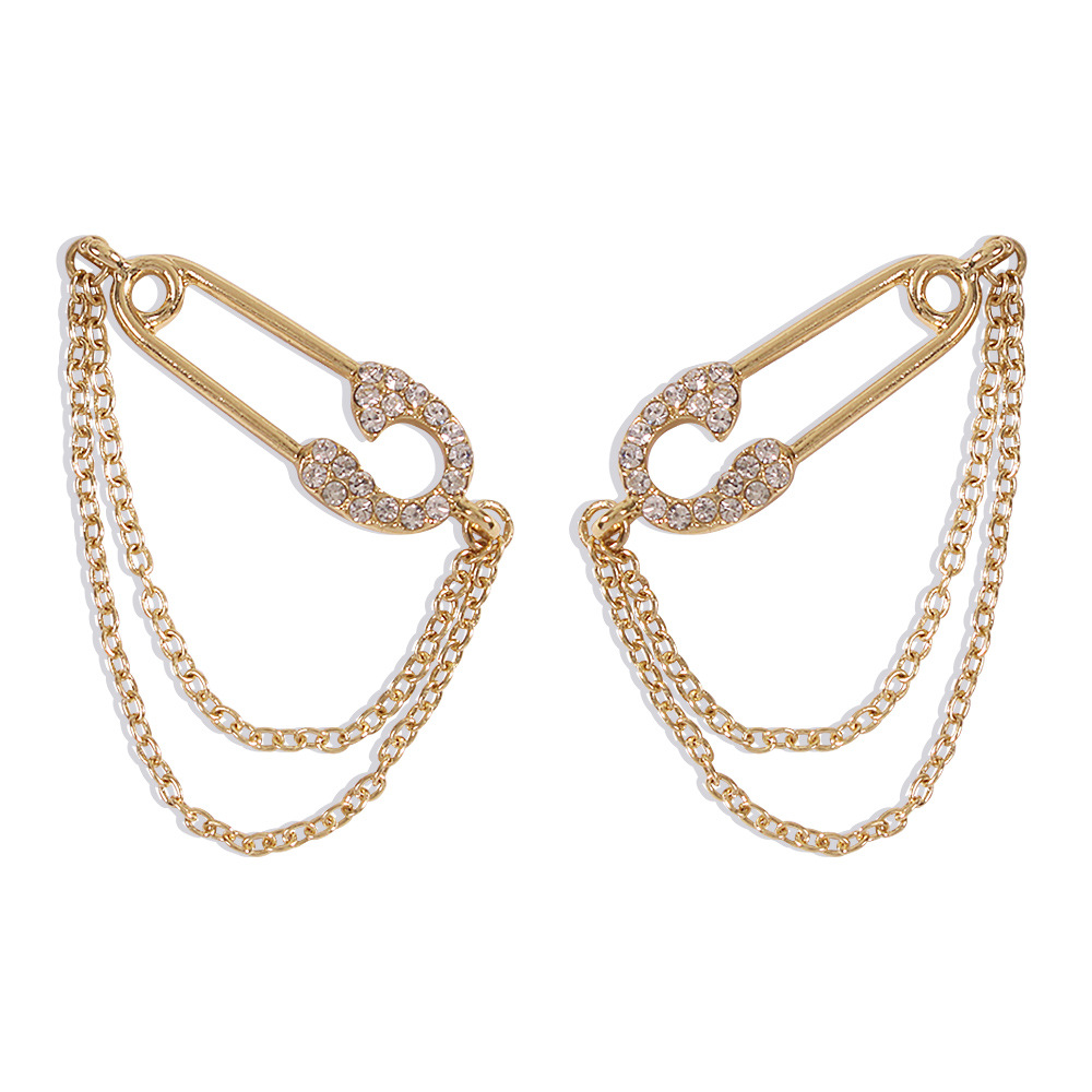Simple Chain With Diamonds And Paper Clip Earrings For Women, New Small And Exquisite Tassel Earrings