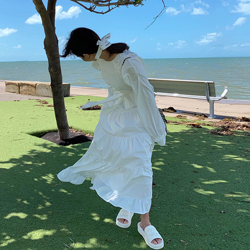 Puff-Sleeve A-Line Maxi Dress, picture 4 of 5