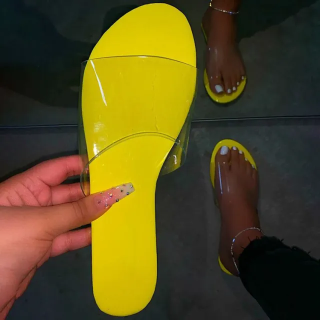 Flat Satin Cloth Slippers Female Cashew Flower Beach Sandals And Slippers Yellow - Shop at LoveMi