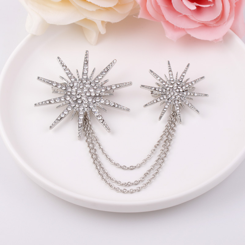 Title 6, Simple Snowflake Diamond-studded Collar Pin Sca...