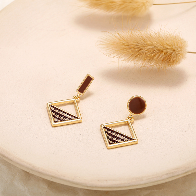 Temperament Earrings Asymmetric Lattice Earrings Geometry