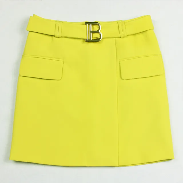 Trendy Summer Slim And Cool A line Bag Hip Mini Skirt Fluorescent Yellow - Shop at LoveMi