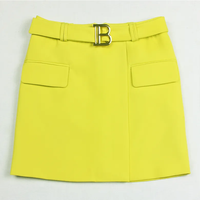 Trendy Summer Slim And Cool A-line Bag Hip Mini Skirt - Fluorescent Yellow