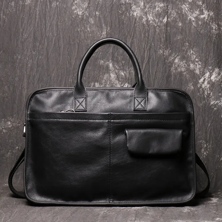 Men's Leather One Shoulder Crossbody Large Capacity Portable Briefcase