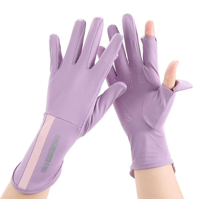 Summer Men And Women's Thin Elastic Breathable Ice Silk Sunscreen Gloves