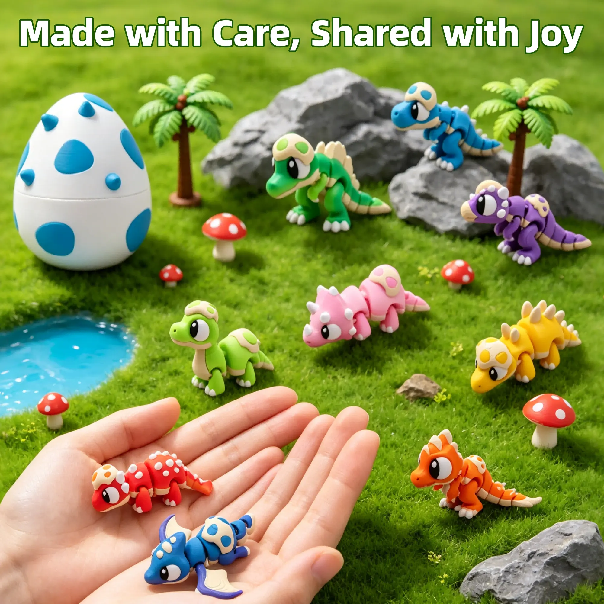 3D Printed Mini Dinosaur Figurine Set